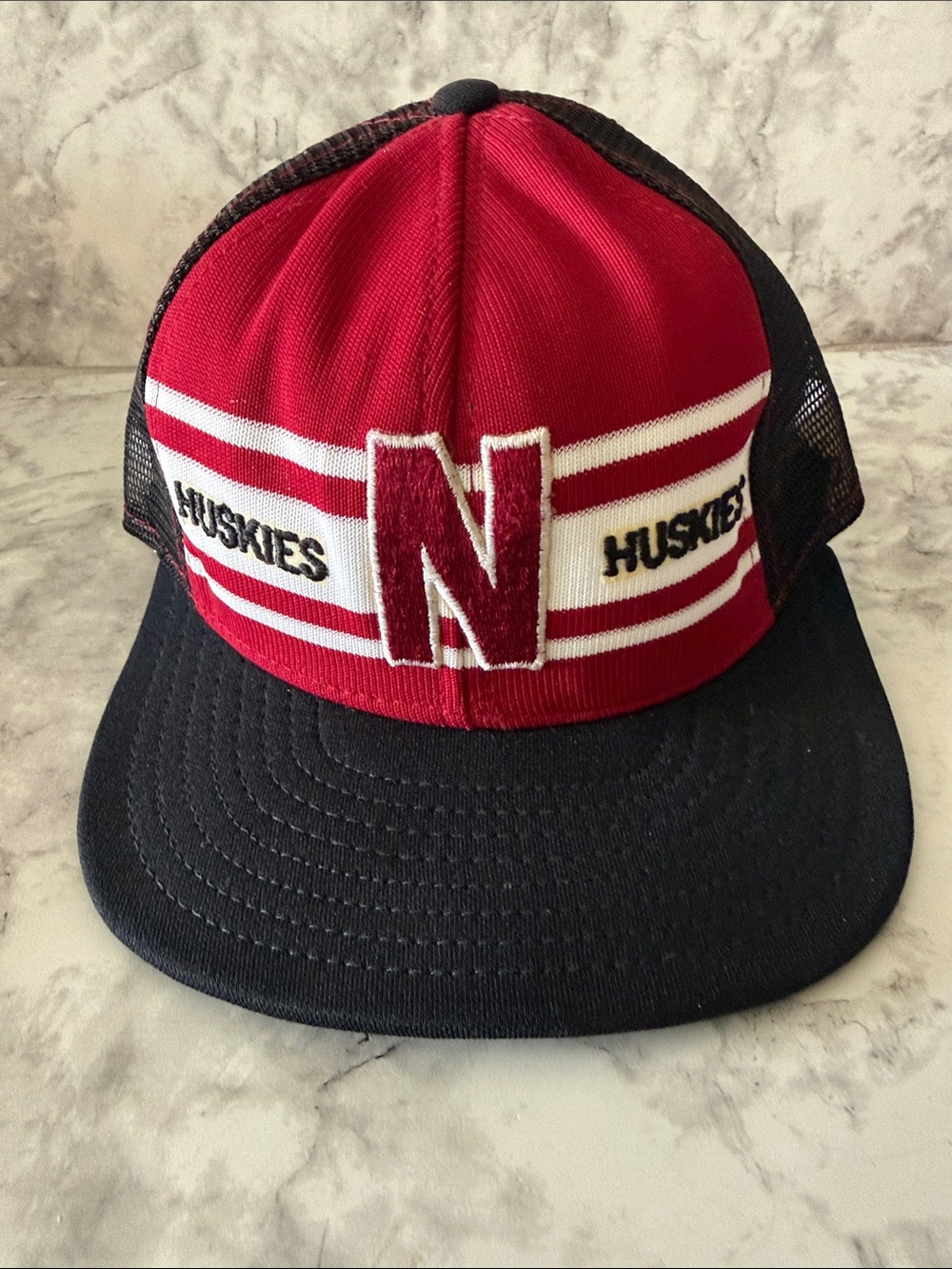 Nebraska Huskies, Snapback Hat, Mesh, Trucker Cap, Vintage, 1980's, Rare